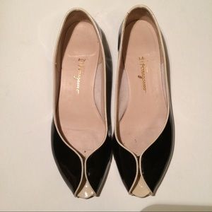 Ferragamo peep toe flats